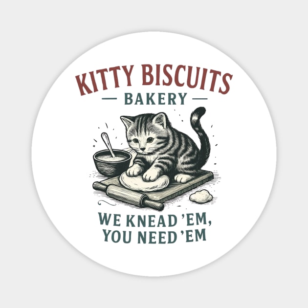 Vintage kitty biscuits bakery Cat Lover Magnet by SAMY